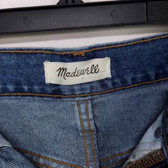 Madewell The Momjean Short Size 25 Women's Blue Denim Fringe High Rise - Picture 6 of 9